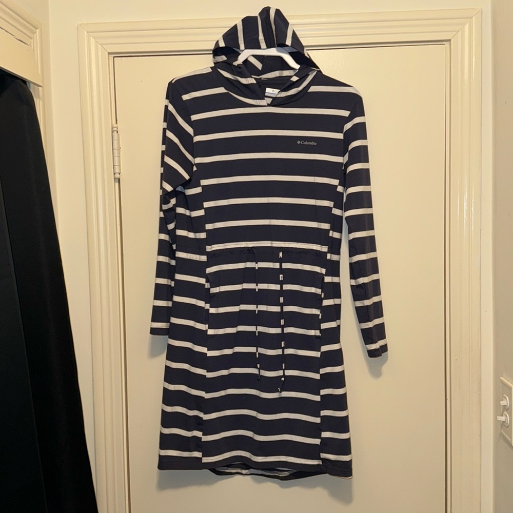 Columbia navy and white striped boat dress